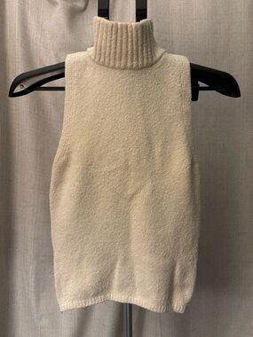 Express Cream Sleeveless Turtleneck Sweater Vest